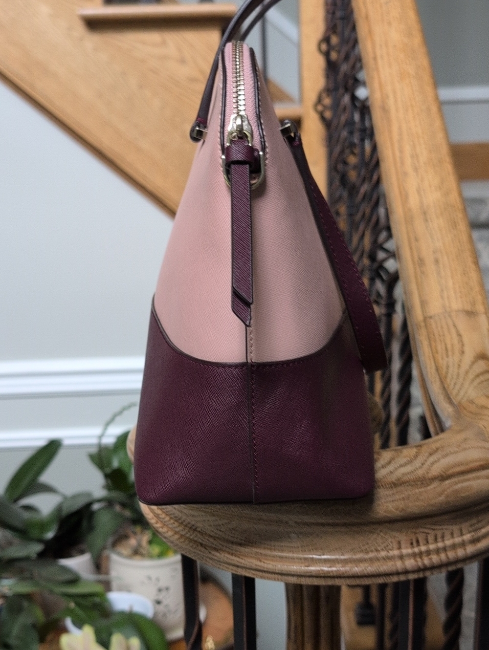 Kate Spade Two-Tone Pink & Plum Dome Satchel - Picture 5 of 9